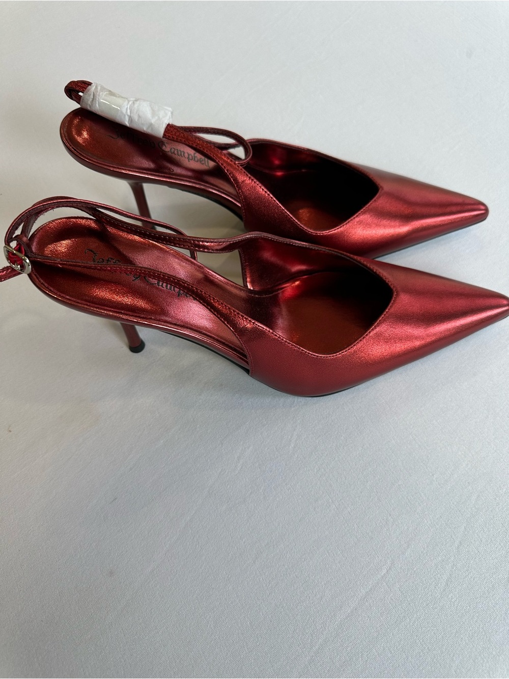 Jeffrey Campbell Metallic Red Slingback Ankle Strap Pointed-Toe Heels New Size 8